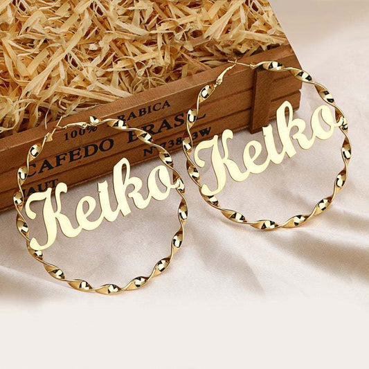 High-End Customized Name Letter Stainless Steel Ear Hoop Earrings Fashion Jewelry